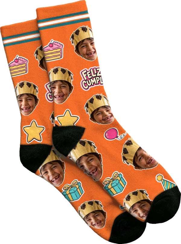 Calcetines de cumpleaños personalizados con foto